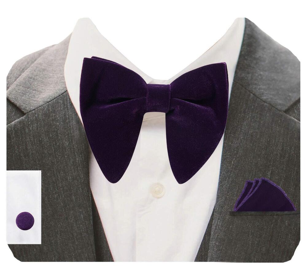 5493 Pretied Wedding Bow Ties Velvet Bow tie Purple Bowtie and Pocket